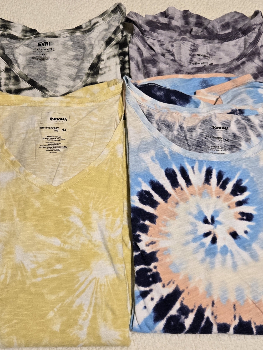 Sonoma Women's Tie-Dye Tee Shirt Bundle 4 - Size 4x